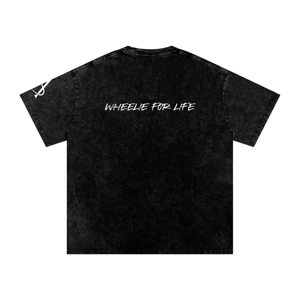 Amprax Supply Wheelie For Life Black Oversized Cotton T-Shirt