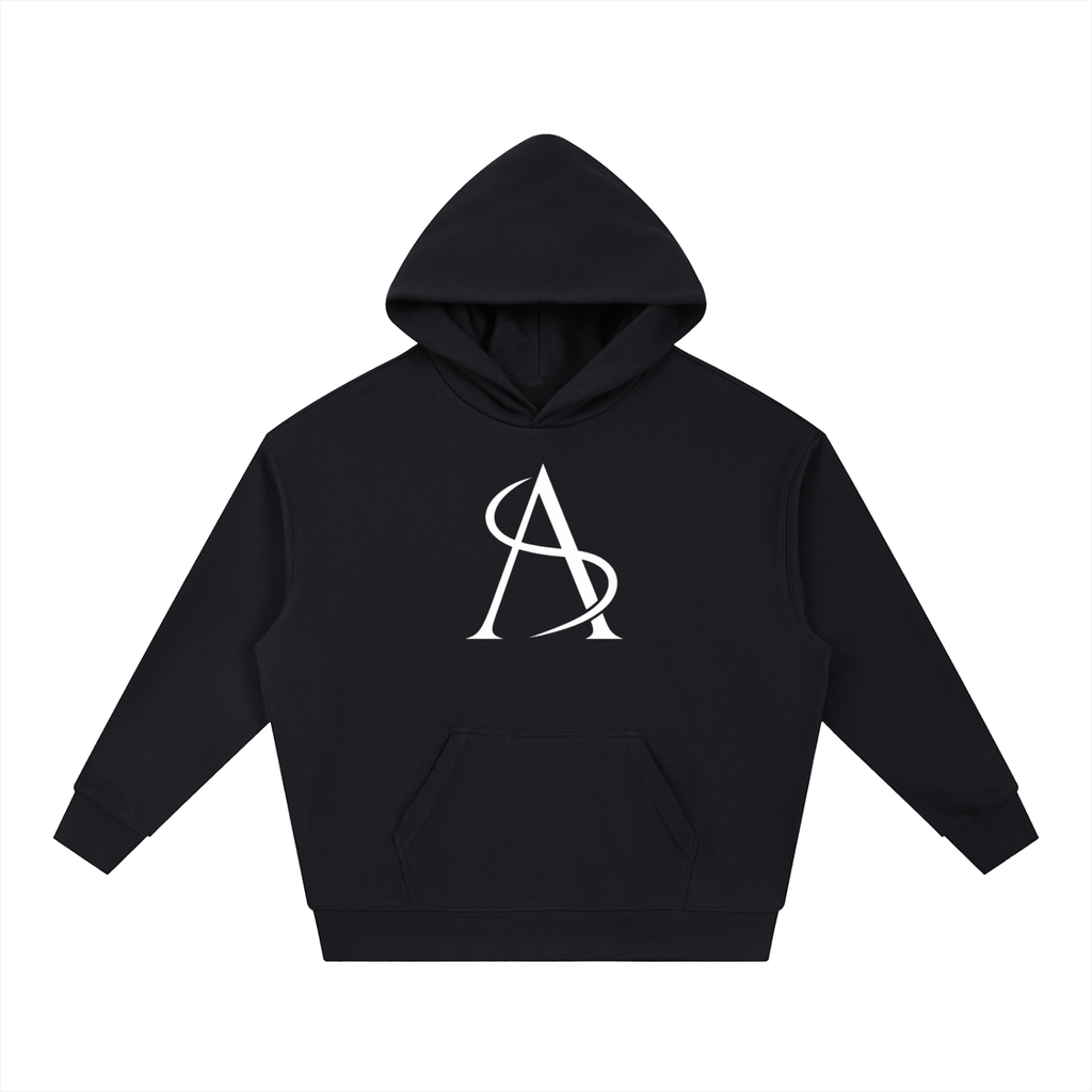 Amprax Supply Black Essential Boxy Heavyweight Drop-Shoulder Hoodie