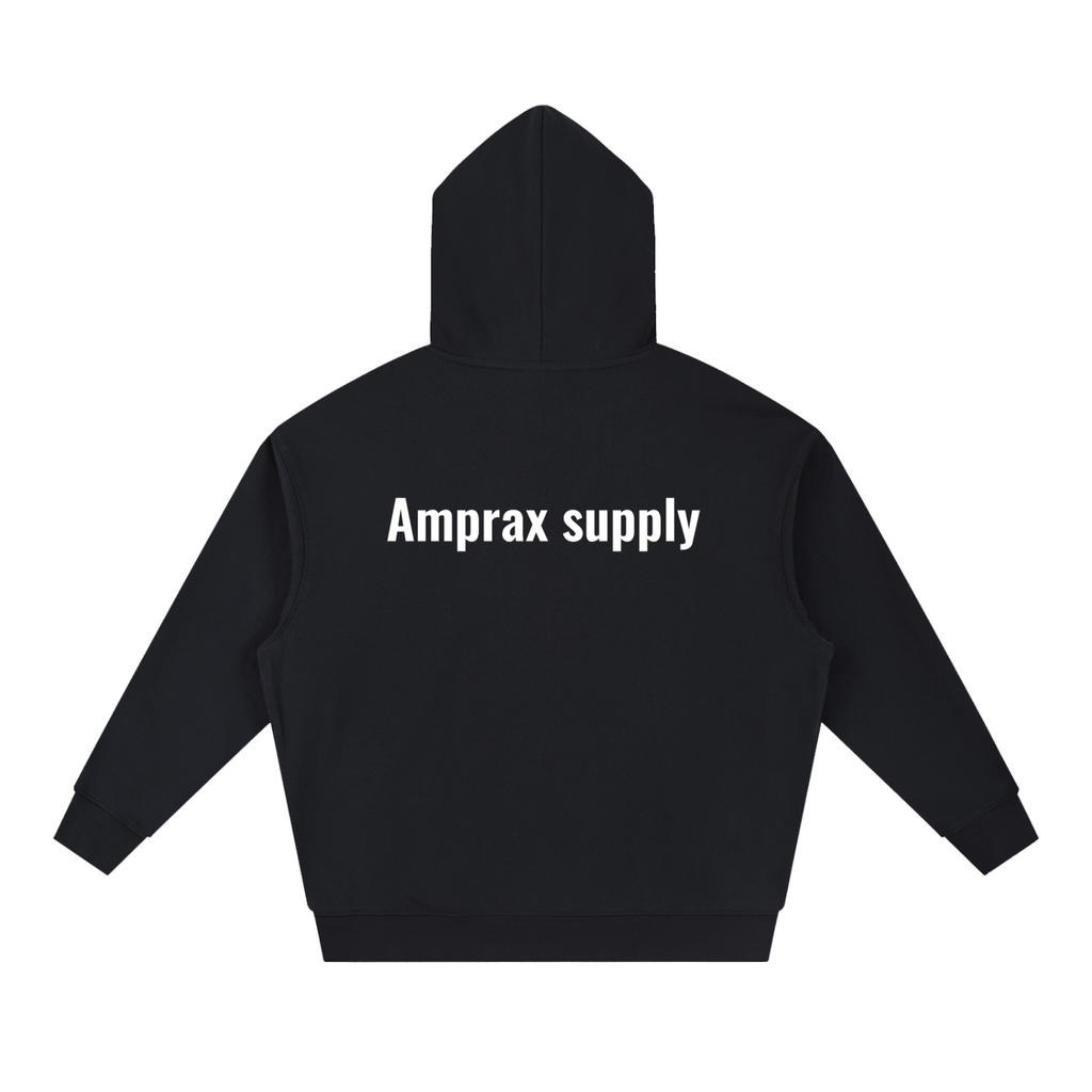 Amprax Supply Black Essential Boxy Heavyweight Drop-Shoulder Hoodie