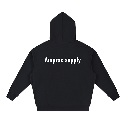 Amprax Supply Black Essential Boxy Heavyweight Drop-Shoulder Hoodie